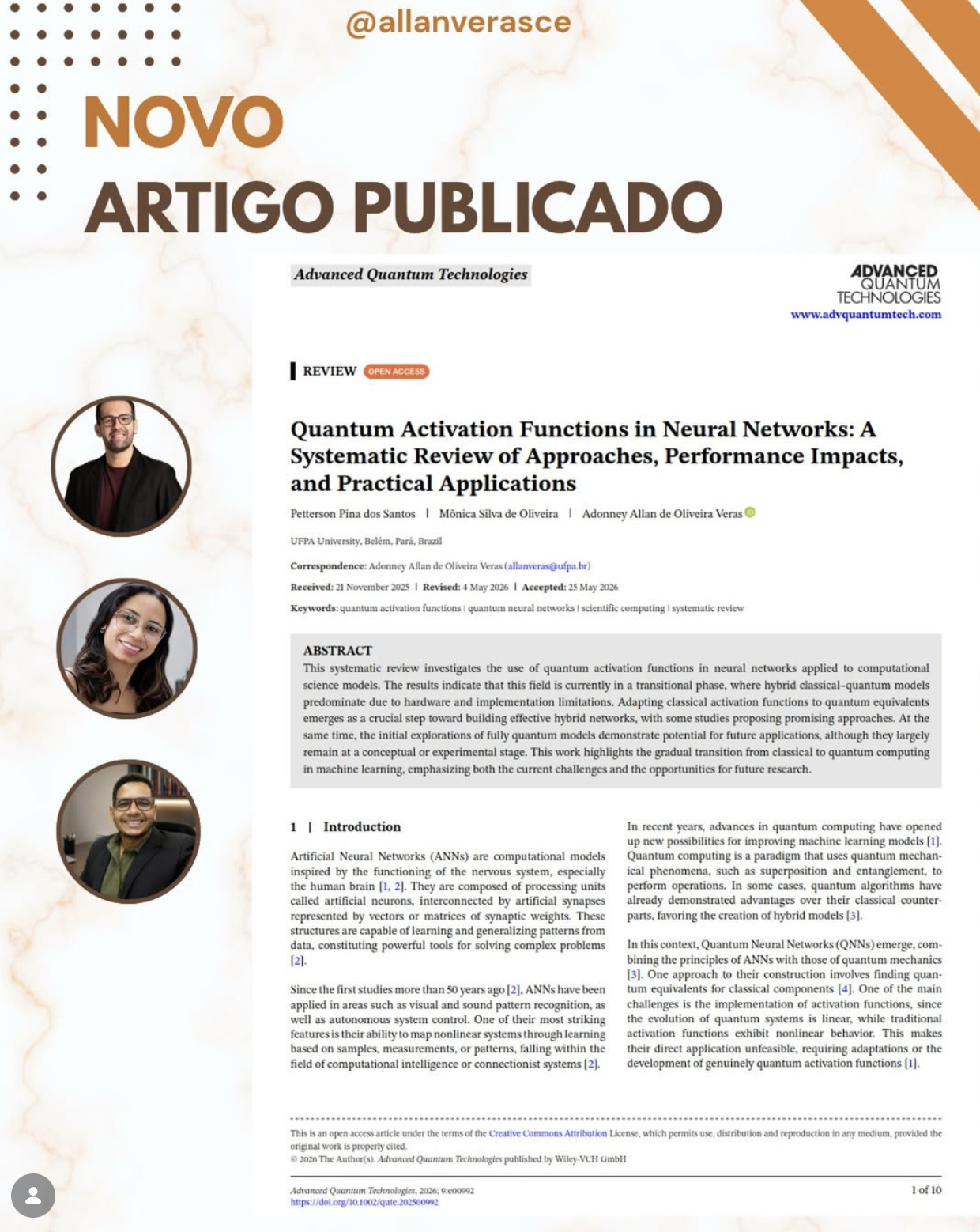 Artigo na Advanced Quantum Technologies