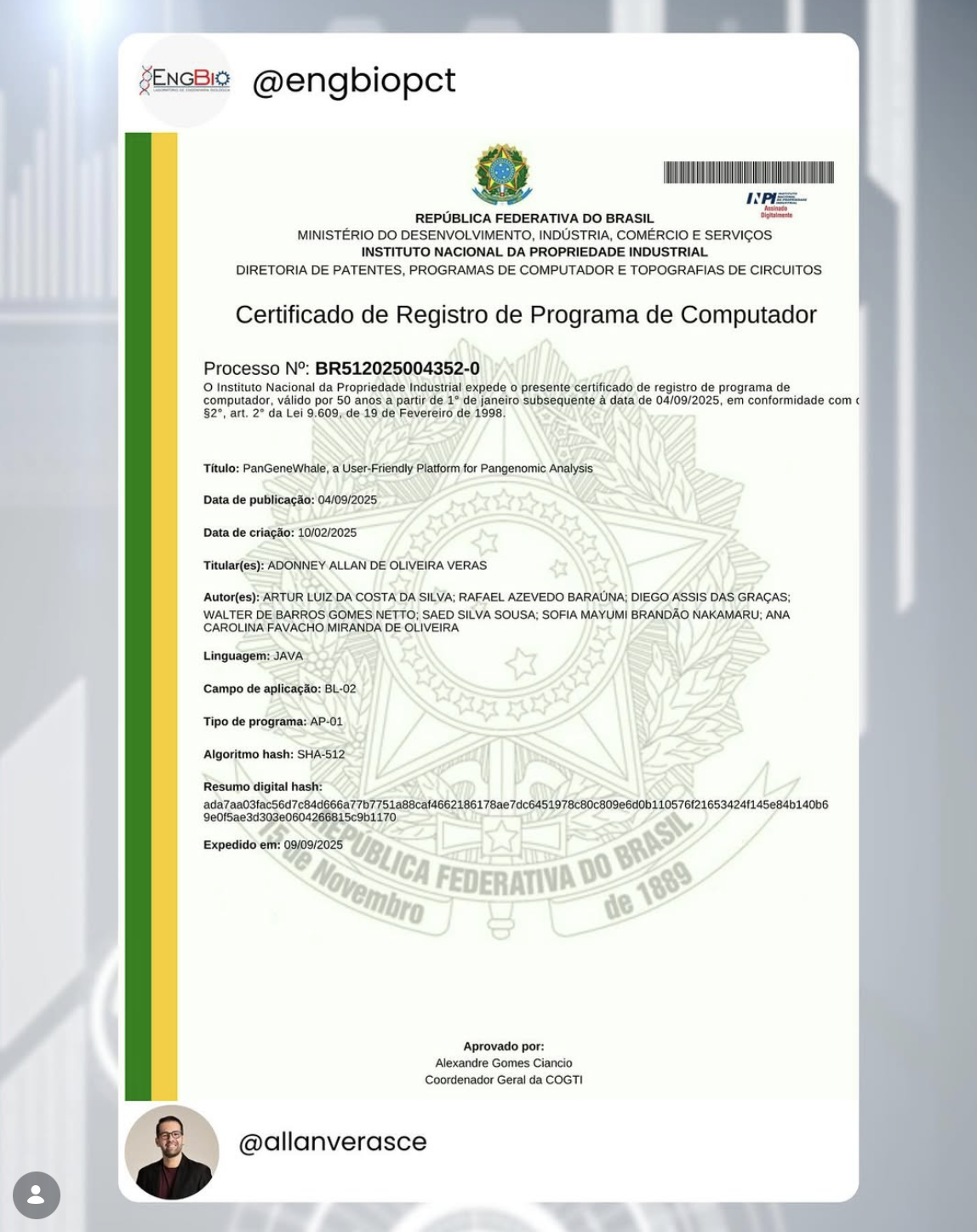 Certificado de Registro de Programa de Computador